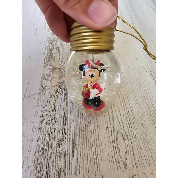 Minnie mouse bulb ornament snow globe glitter present Xmas tree - Picture 1 of 7